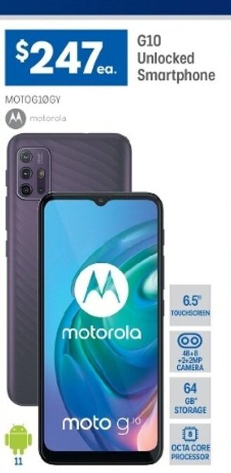 Officeworks Motorola - G10 Unlocked Smartphone offer