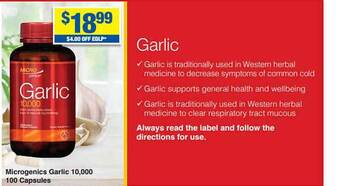 My Chemist Microgenics Garlic 10.000 100 Capsules offer