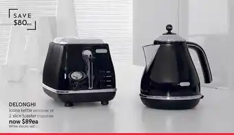 Myer Dëlonghi Icona Kettle Or 2 Slice Toaster offer