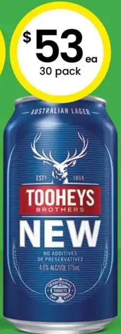 The Bottle O Australian Lager Tooheys Brother New 30 Pack offer