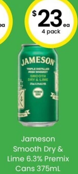 Jameson Smooth Dry & Lime 6.3% Premix Cans 375ml
