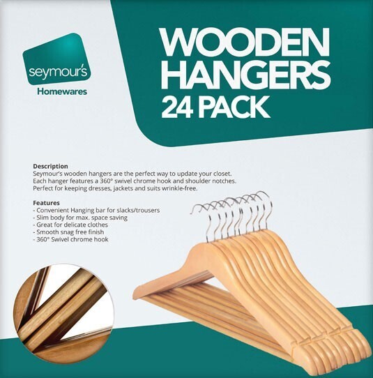 Seymour s Wooden Hangers 24 Pack offer at Coles