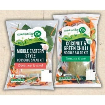IGA Community Co Middle Eastern Style 380g or Coconut & Green Chilli Noodle 270g Salad Kit offer