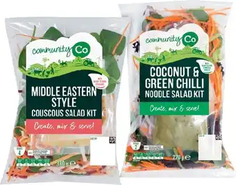 IGA Community Co Middle Eastern Style 380g or Coconut & Green Chilli Noodle 270g Salad Kit offer