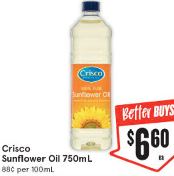 IGA Crisco Sunflower Oil 750ml offer