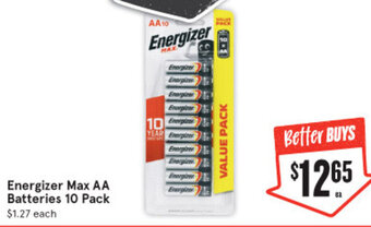 IGA Energizer Max AA Batteries 10 Pack offer