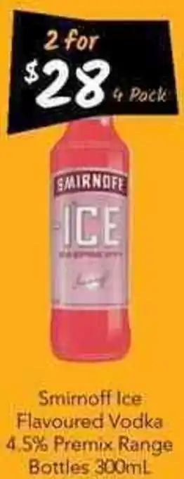 Smirnoff Ice Flavoured Vodka 4.5% Premix Range Bottles 300ml