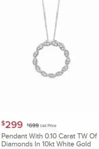 Michael Hill Pendant With 0.10 Carat TW Of Diamonds In 10kt White Gold offer