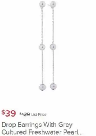 Michael Hill Drop Earrings With Grey Cultured Freshwater Pearl offer