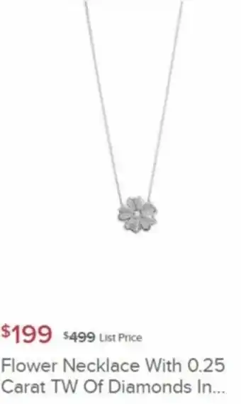 Flower Necklace With 0.25 Carat TW Of Diamond In