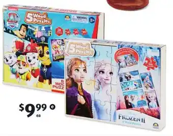 ALDI Licensed Wooden Puzzles 5pk offer