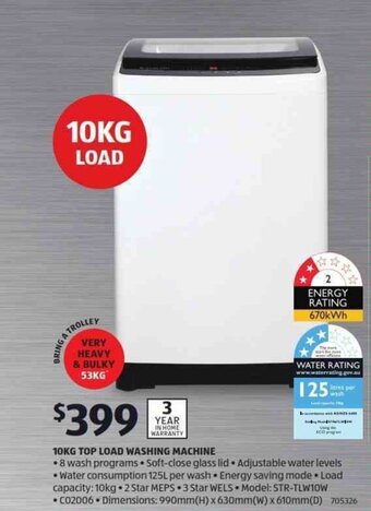ALDI 10kg Top Load Washing Machine offer