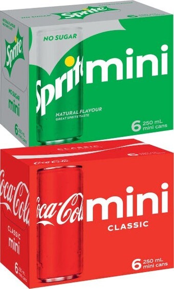 Coles Coca-Cola, Fanta or Sprite Mini Soft Drink 6x250mL offer