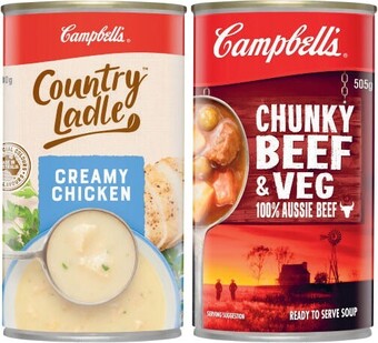 Coles Campbell’s Country Ladle or Chunky Soup 495g-505g offer
