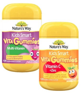 Coles Nature’s Way Kids Smart Vita Gummies Multi Vitamin +Vegies or Vitamin C + Zinc 120 Pack* offer