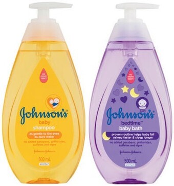 Coles Johnson & Johnson Bedtime Baby Bath or Shampoo 500mL offer