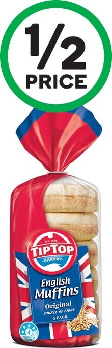 Woolworths Tip Top English Muffin Varieties Pk 6 offer