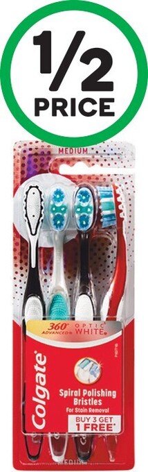 Woolworths Colgate 360 Optic White Toothbrush Pk 4 offer