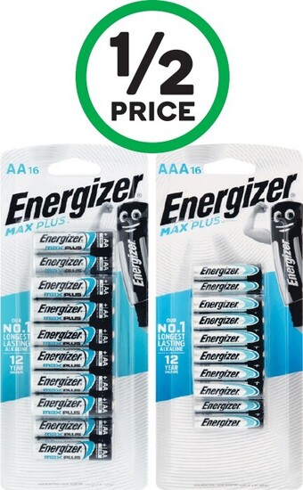 Woolworths Energizer Max Plus AA or AAA Pk 16 offer
