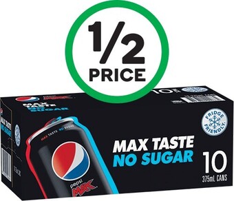 Woolworths Pepsi, Solo, Mountain Dew, Schweppes Lemonade Soft Drink Varieties 10 x 375ml offer
