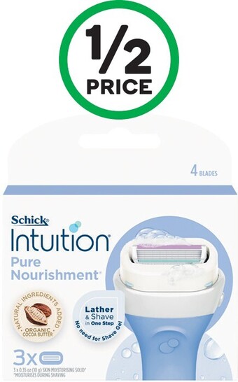 Woolworths Schick Intuition Razor Pure Nourish Cartridges Pk 3 offer
