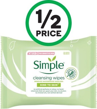 Woolworths Simple Wipes Cleansing Pk 25 offer