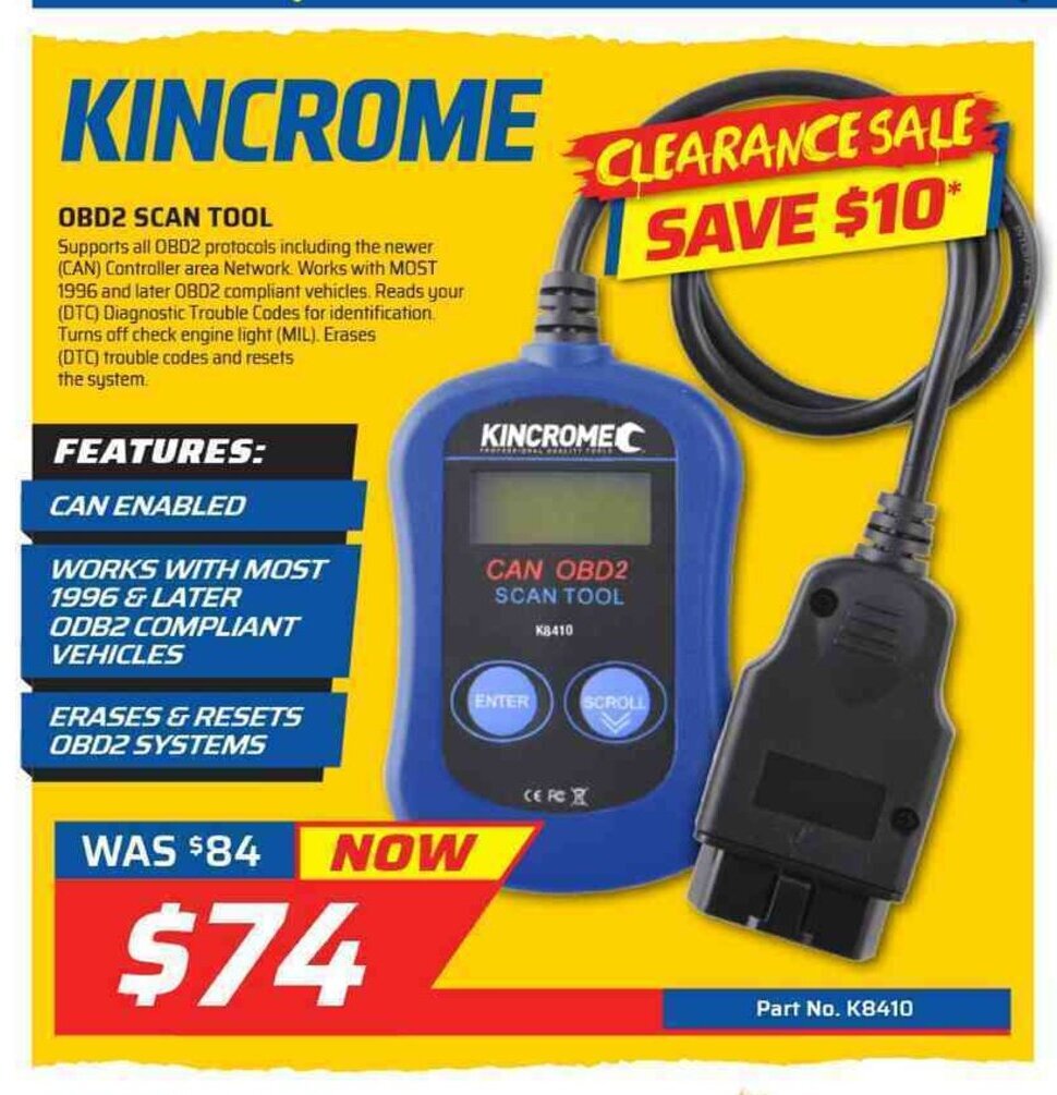 Kincrome OBD2 Scan Tool offer at Auto One