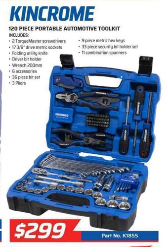 Kincrome - 120 Piece Portable Automotive Toolkit