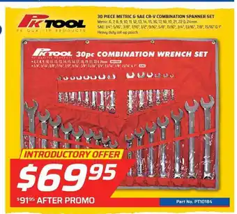 Auto One 30 Piece Metric & Sae CR-V Combination Spanner Set offer