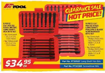 Auto One Pk Tool - 8 Piece 1/4" HEX S2 Steel Metric Long Shaft HEX Bits Set offer