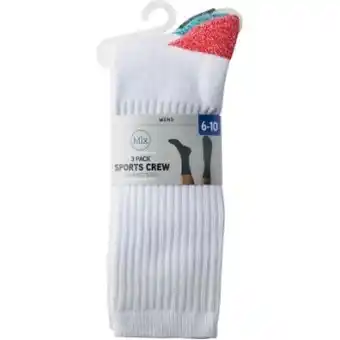 Coles Mix Men’s Sports Crew Socks 3 Pack offer