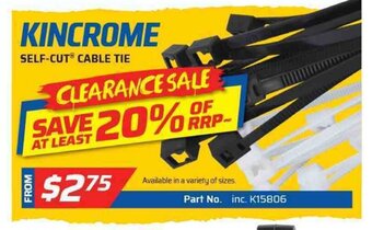 Auto One Kincrome - Self-Cut Cable Tie offer
