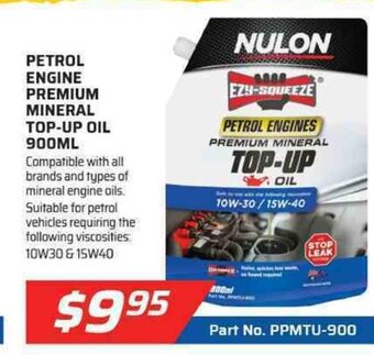 Nulon - Petrol Engine Premium Mineral Top-Up Oil 900mL