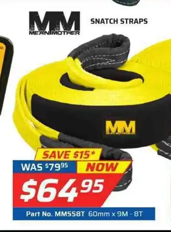 Auto One Mean Mother Snatch Straps 60mm x 9M - 8T offer