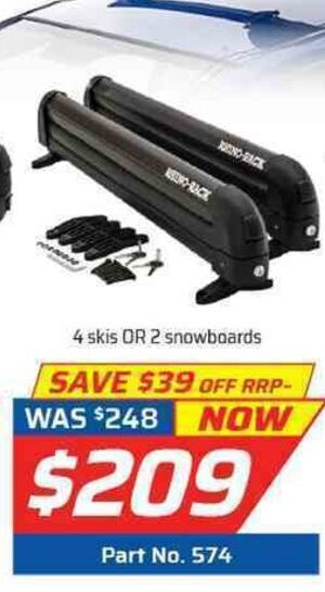 Auto One Rhino-Rack - Ski & Fishing Rod Carrier 4 Skis or 2 Snowboards offer