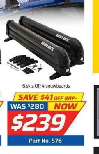 Auto One Rhino-Rack - Ski & Fishing Rod Carrier 6 Skis or 4 Snowboards offer