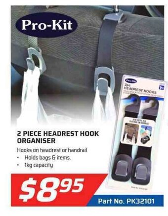Auto One Pro-Kit - 2 Piece Headrest Hook Organiser offer