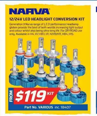 Auto One Narva - 12/24V LED Headlight Conversion Kit offer