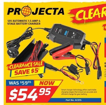 Auto One Projecta - 12V Automatic 1.5 Amp 4 Stage Battery Charger offer