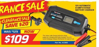 Auto One Projecta - 12V Automatic 8 Amp 8 Stage Battery Charger offer
