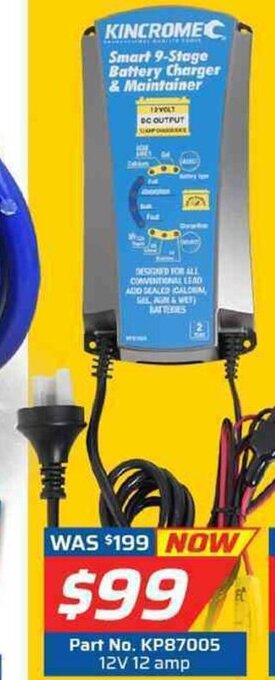 Auto One Kincrome - Smart 9-Stage Battery Charger & Maintainer 12V 12 Amp offer