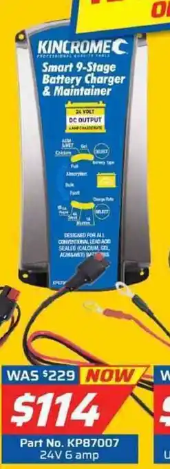 Auto One Kincrome - Smart 9-Stage Battery Charger & Maintainer 24V 6Amp offer
