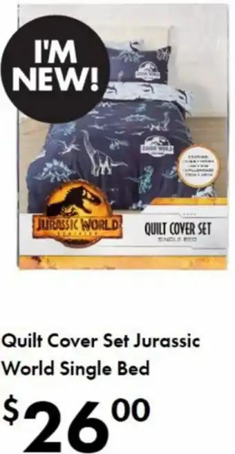 The Reject Shop Quilt Cover Set Jurassic World Single Bed offer