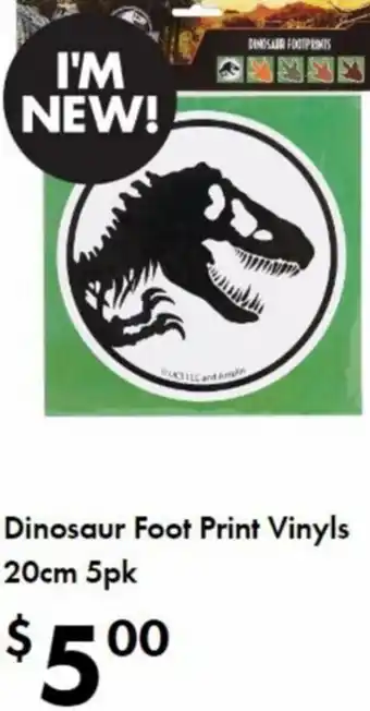 The Reject Shop Dinosaur Foot Print Vinyls 20cm 5pk offer