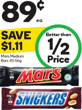 Woolworths Mars Medium Bars 40-56g offer