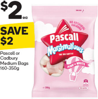 Woolworths Pascall or Cadbury Medium Bags 160-350g offer