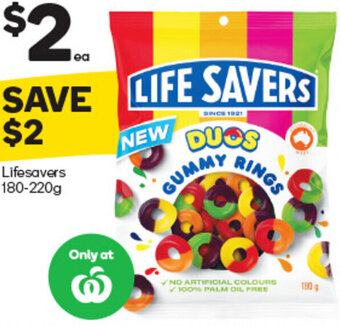 Woolworths Lifesavers 180-220g offer