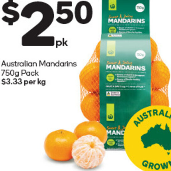 Australian Mandarins 750g Pack offer at Woolworths