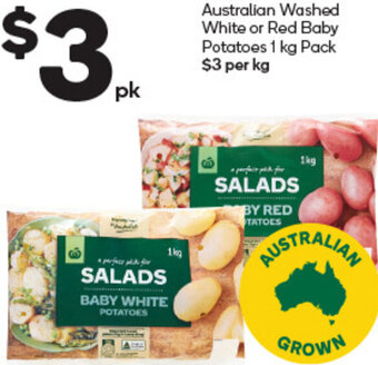 Woolworths Australian Washed White or Red Baby Potatoes 1 Kg Pack offer