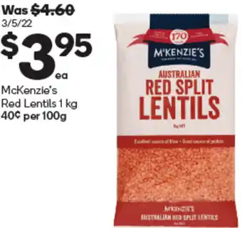 McKenzie's Red Lentils 1 kg